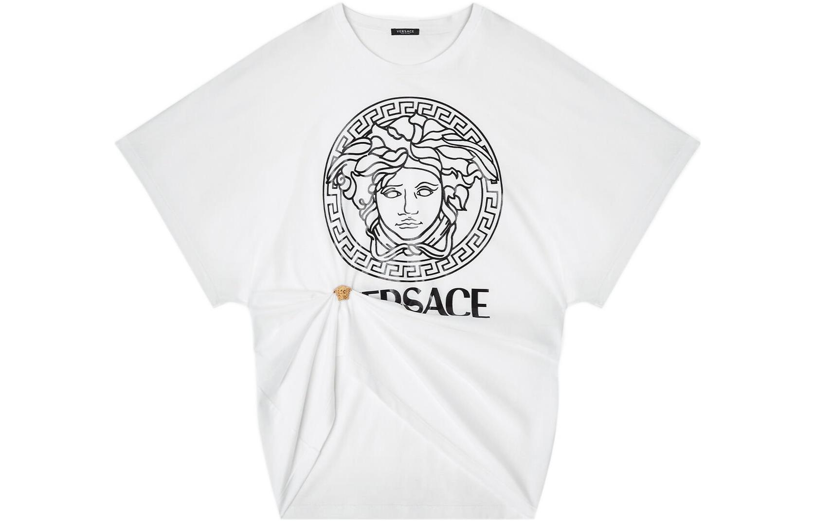 (Women) VERSACE Logo Print Crewneck Short Sleeve T-Shirt SS22  White 1004163-1A00769-2W020 圖 2