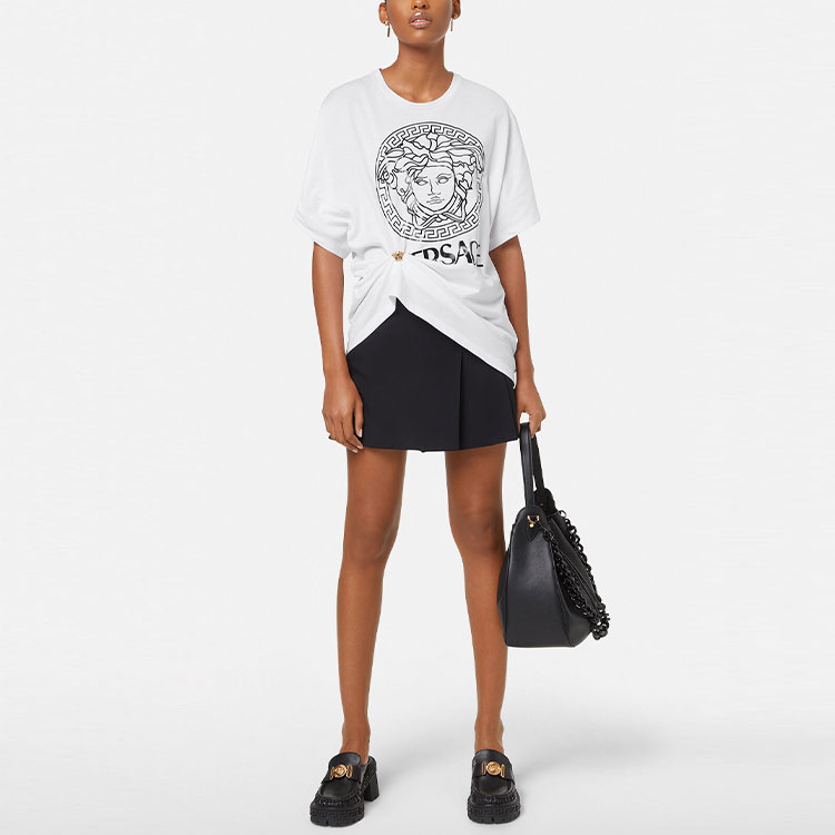 (Women) VERSACE Logo Print Crewneck Short Sleeve T-Shirt SS22  White 1004163-1A00769-2W020 圖 3