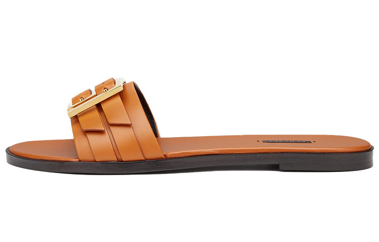 (W) Versace Meander Leather Slide 'Brown'