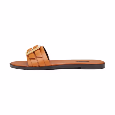 (W) Versace Meander Leather Slide 'Brown'