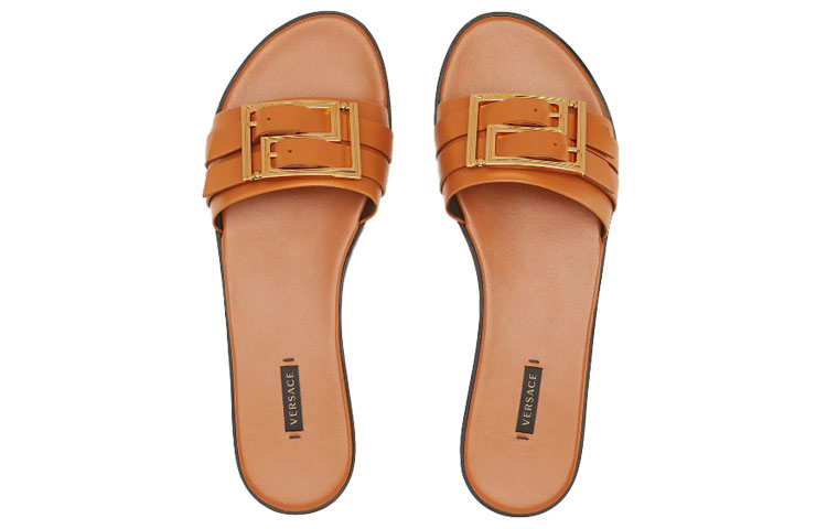 (W) Versace Meander Leather Slide 'Brown' 圖 3