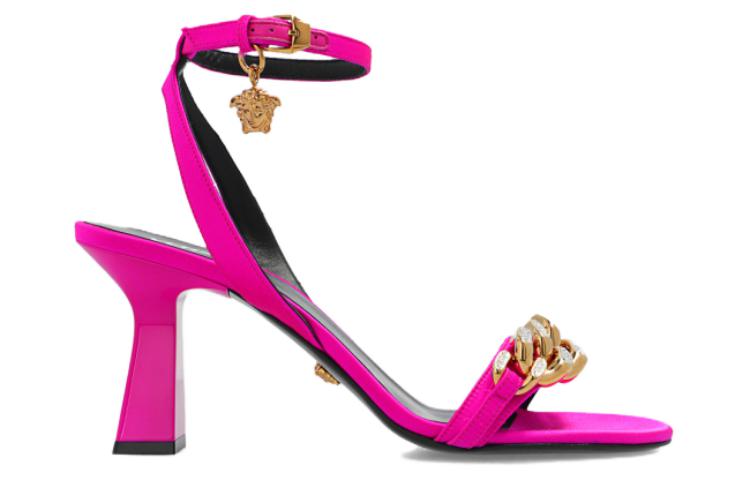(W) Versace Medusa 110mm Chain High Heeled Sandals Deep Fuchsia Satin 圖 2