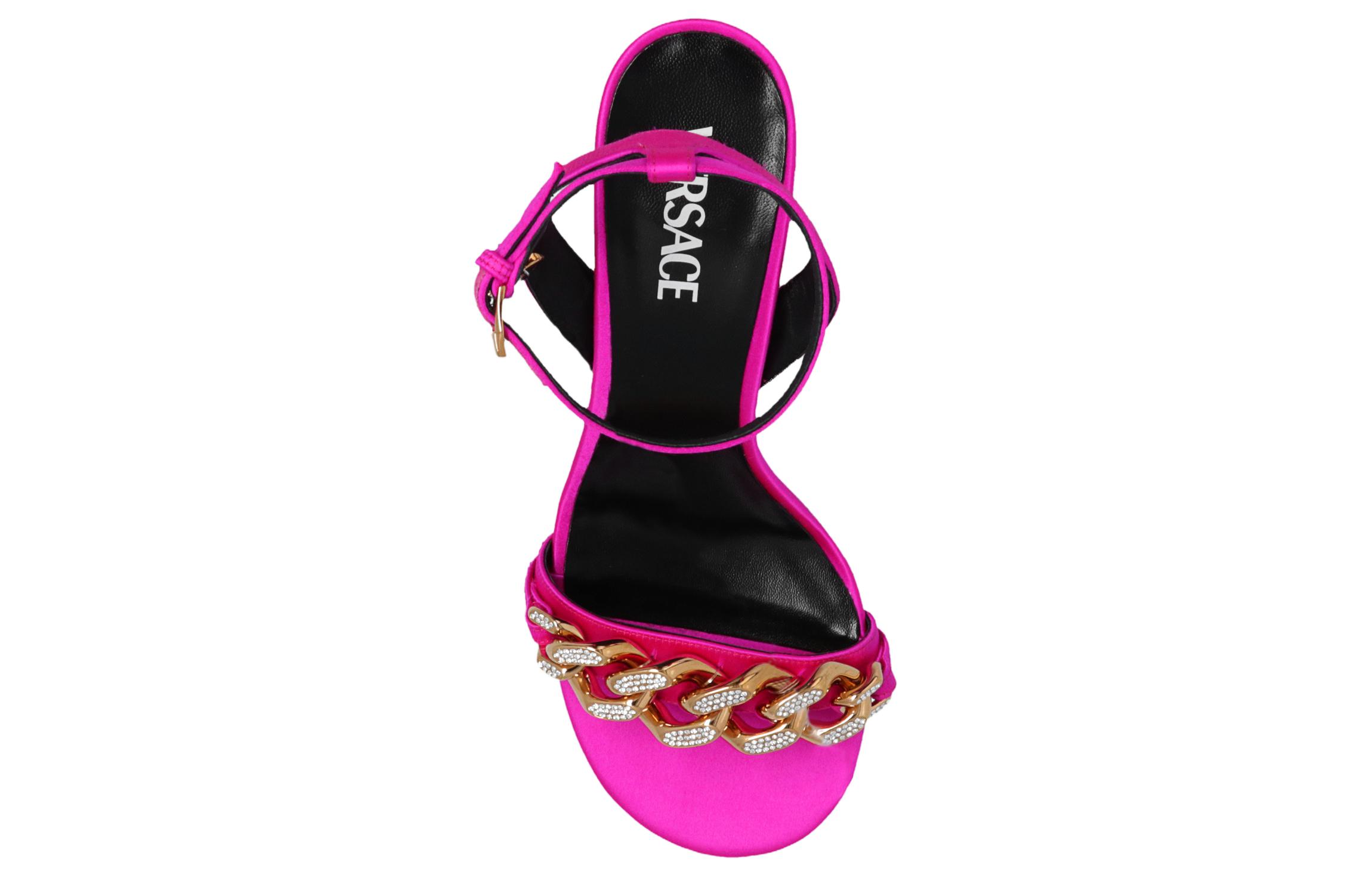 (W) Versace Medusa 110mm Chain High Heeled Sandals Deep Fuchsia Satin 圖 5