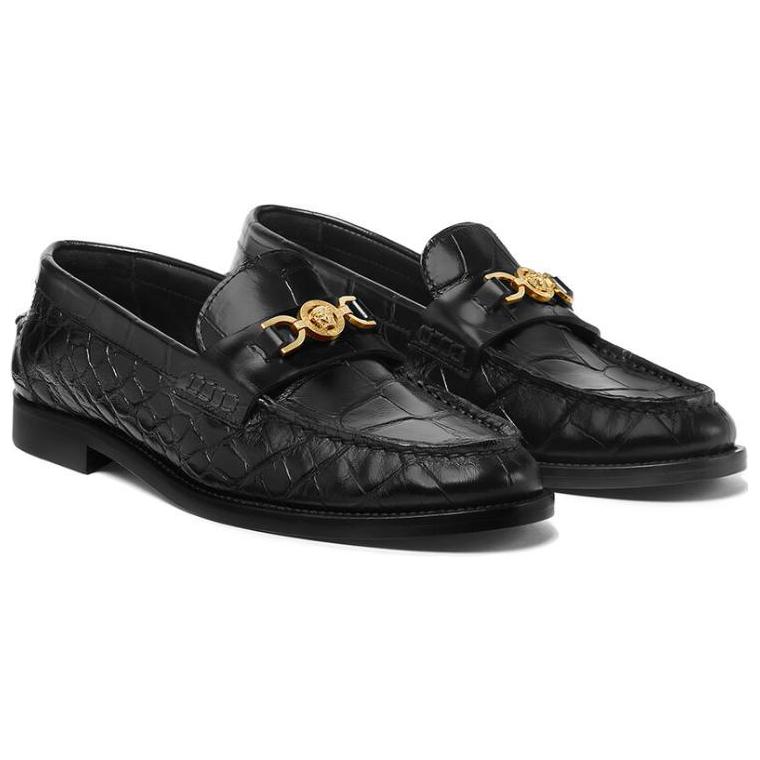 (W) Versace Medusa '95 'Crocodile Pattern Loafer Black Gold' 圖 3