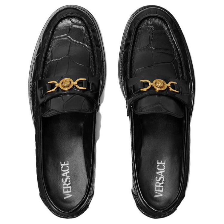 (W) Versace Medusa '95 'Crocodile Pattern Loafer Black Gold' 圖 4