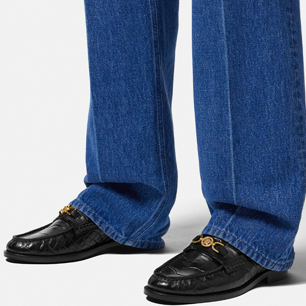 (W) Versace Medusa '95 'Crocodile Pattern Loafer Black Gold' 圖 6