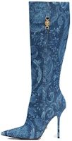 (Women) Versace Medusa '95 Barocco High-Top Boots 'Blue Zipper Pointed Toe' 1013458-1A10019_1D06V (Women) Versace Medusa '95 Barocco High-Top Boots 'Blue Zipper Pointed Toe' 1013458-1A10019_1D06V