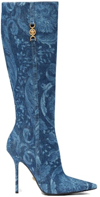 (Women) Versace Medusa '95 Barocco High-Top Boots 'Blue Zipper Pointed Toe' 1013458-1A10019_1D06V Order (Women) Versace Medusa '95 Barocco High-Top Boots 'Blue Zipper Pointed Toe' 1013458-1A10019_1D06V