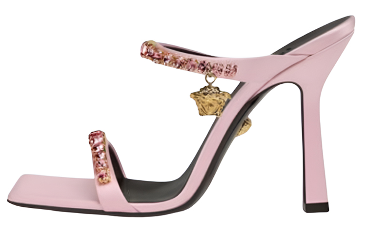 (W) Versace Medusa 'Pink Rhinestone Mule'