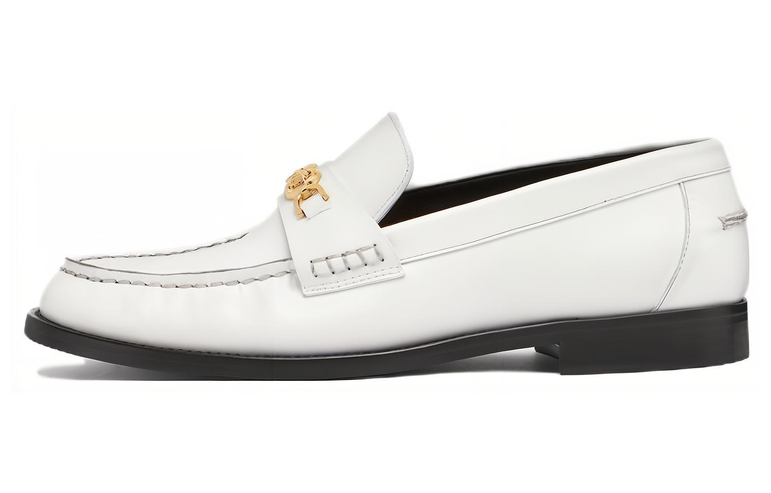 (W) Versace Medusa 'White Leather Round Toe Loafers'