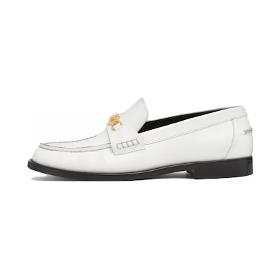 (W) Versace Medusa 'White Leather Round Toe Loafers'