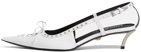 (Women) Versace Medusa 'White Studded Lace Pointed-Toe Pumps' 1007727-1A06446_1W00P (Women) Versace Medusa 'White Studded Lace Pointed-Toe Pumps' 1007727-1A06446_1W00P