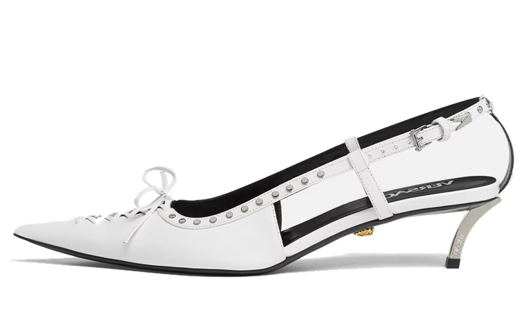(Women) Versace Medusa 'White Studded Lace Pointed-Toe Pumps' 1007727-1A06446_1W00P
