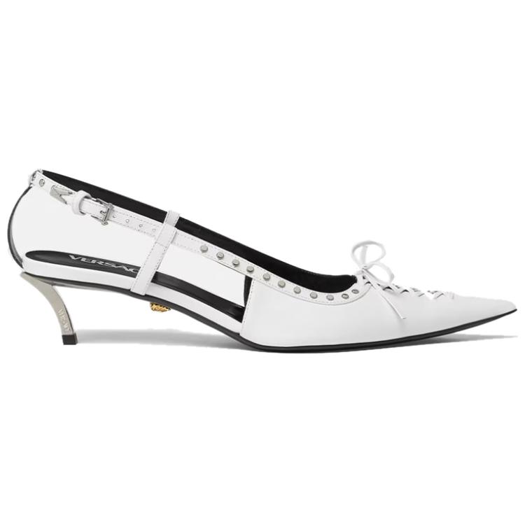 Order (W) Escarpins Pointu Versace Medusa ''Blanc à Lacets et Clous'' 1007727-1A06446_1W00P
