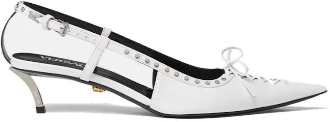 (W) Versace Medusa 'Zapatos de Tacón Blanco con Encaje y Tachuelas en Punta' 1007727-1A06446_1W00P Order (W) Versace Medusa 'Zapatos de Tacón Blanco con Encaje y Tachuelas en Punta' 1007727-1A06446_1W00P