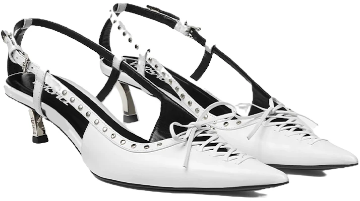 (W) Escarpins Pointu Versace Medusa ''Blanc à Lacets et Clous'' 1007727-1A06446_1W00P Lookbook (W) Escarpins Pointu Versace Medusa ''Blanc à Lacets et Clous'' 1007727-1A06446_1W00P