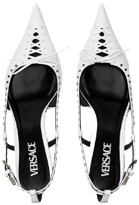 (W) Versace Medusa 'Zapatos de Tacón Blanco con Encaje y Tachuelas en Punta' 1007727-1A06446_1W00P Shop (W) Versace Medusa 'Zapatos de Tacón Blanco con Encaje y Tachuelas en Punta' 1007727-1A06446_1W00P