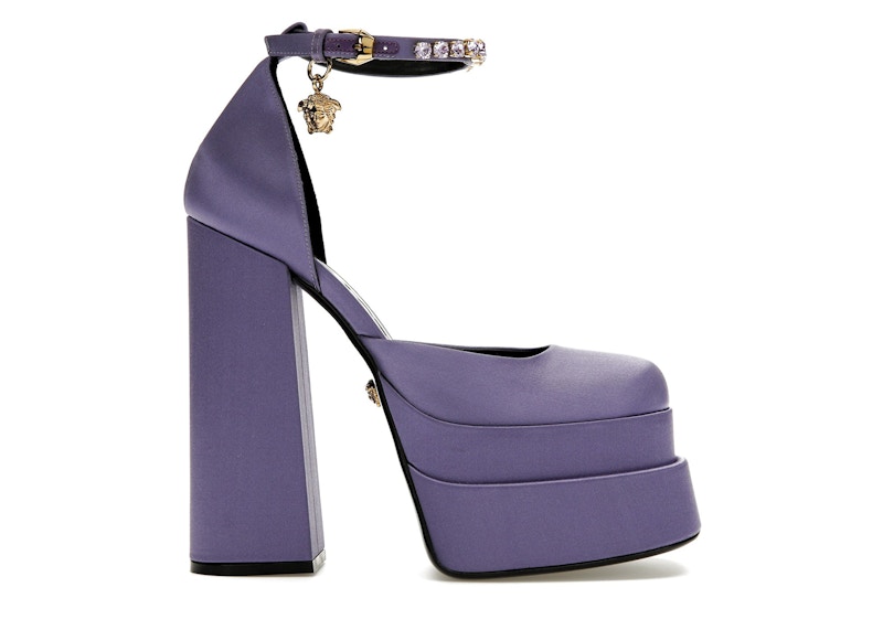 (W) Versace Medusa Aevitas 155mm Platform Pumps Lilac Satin