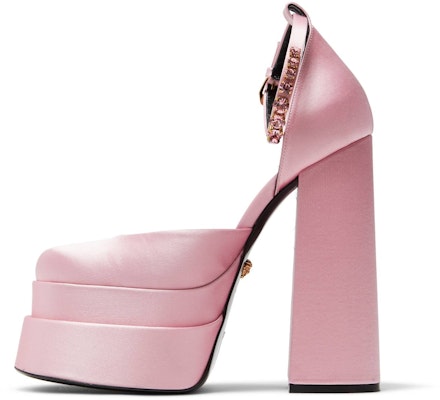 VERSACE 范思哲 Medusa Aevitas 緞面高跟芭比鞋 女款 粉色 Lookbook VERSACE 范思哲 Medusa Aevitas 緞面高跟芭比鞋 女款 粉色