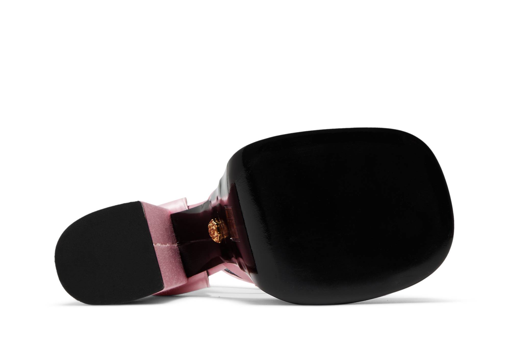 Shop VERSACE 范思哲 Medusa Aevitas 緞面高跟芭比鞋 女款 粉色