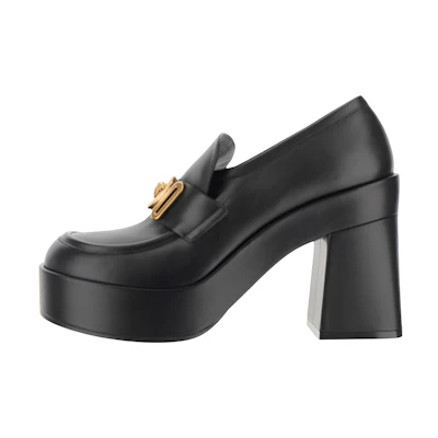 (W) Versace Medusa Biggie 75mm Platform Loafers Black Leather