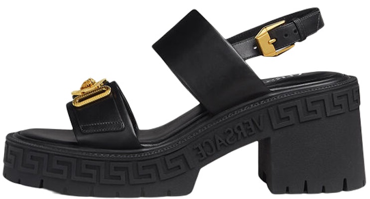 (Women) Versace Medusa Biggie 'Chunky Heel Sandals Black' 1004754-DVT2P_1B00V Buy (Women) Versace Medusa Biggie 'Chunky Heel Sandals Black' 1004754-DVT2P_1B00V