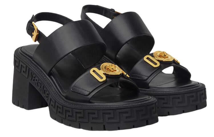 Order 范思哲 Medusa Biggie 粗跟涼鞋 女款 黑色