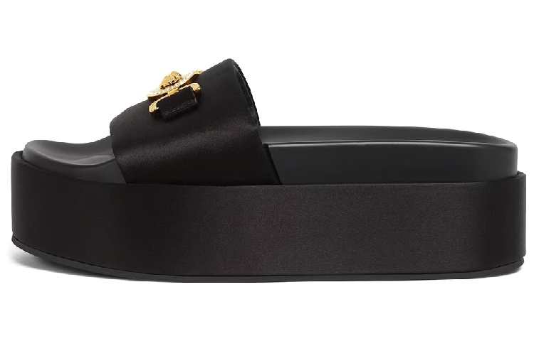 (Women) Versace Medusa Biggie 'Satin Platform' Slides 'Black' 1007854-1A00619_1B00V