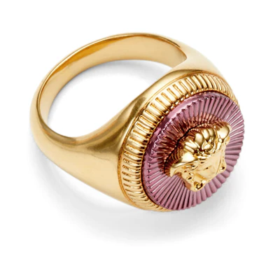 (Women) Versace Medusa Biggie Metal Ring Gold/Purple Fashion Accessory. 1011600-1A00635_4JJM0