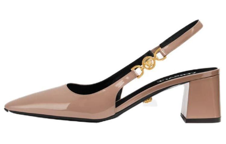 (Women) Versace Medusa Brown '95 Buckle Square Toe Block Heel' 1013740-D2VE_1PS0V