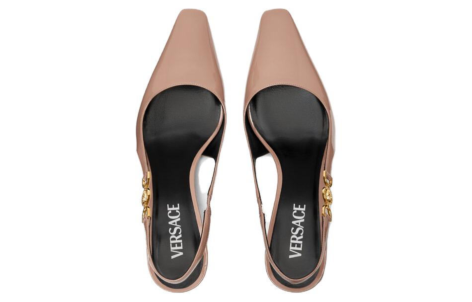 Shop (Women) Versace Medusa Brown '95 Buckle Square Toe Block Heel' 1013740-D2VE_1PS0V