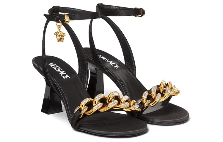 (W) Versace Medusa Buckle Chain Sandals 'Black' 圖 3