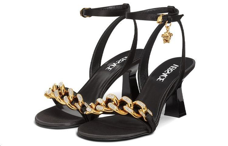 (W) Versace Medusa Buckle Chain Sandals 'Black' 圖 4