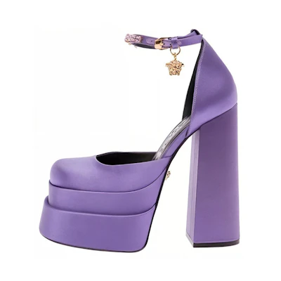 (W) Versace Medusa Buckle Chunky High Heel 'Purple'