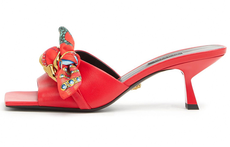 (W) Versace Medusa Chain 'Red Fashion Slip-On Sandals'