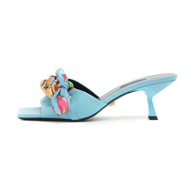 (W) Versace Medusa Chain Patent Leather Sandals 'Blue'
