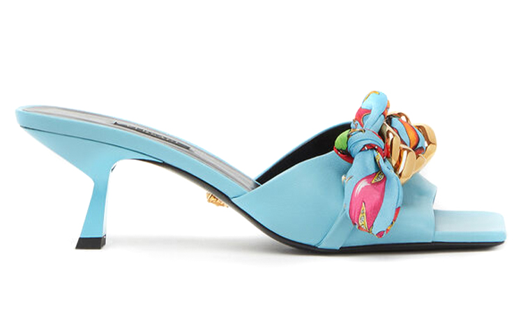 Order (W) Versace Medusa Ketting Lakleren Sandalen ''Blauw'' DST563H-DNAF9-1V18V