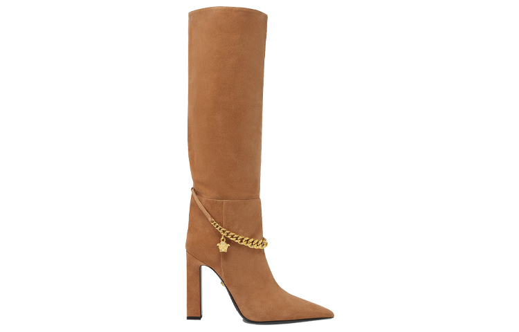 (W) Versace Medusa Chain Suede Boots 'Brown' 圖 2