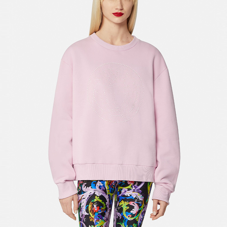 (Women) VERSACE Medusa Crystal Embellished Pink Pullover Sweatshirt Women. 1001570-1A01174-1P880 圖 4