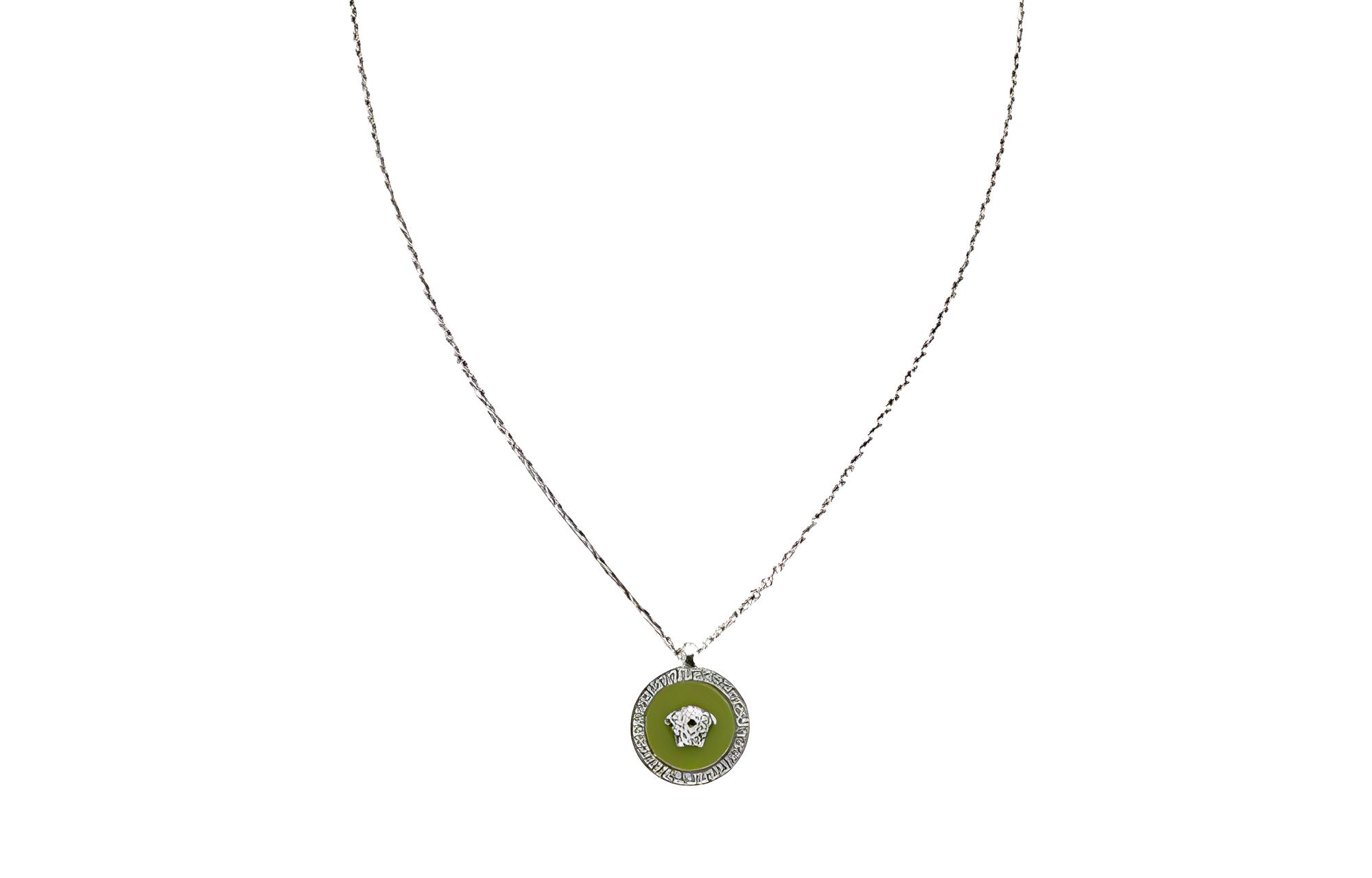 (Women) VERSACE Medusa Enamel Green Aged Brass Necklace for Women. DG17255-DJMR_4JIE0