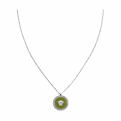 (Women) VERSACE Medusa Enamel Green Aged Brass Necklace for Women. DG17255-DJMR_4JIE0