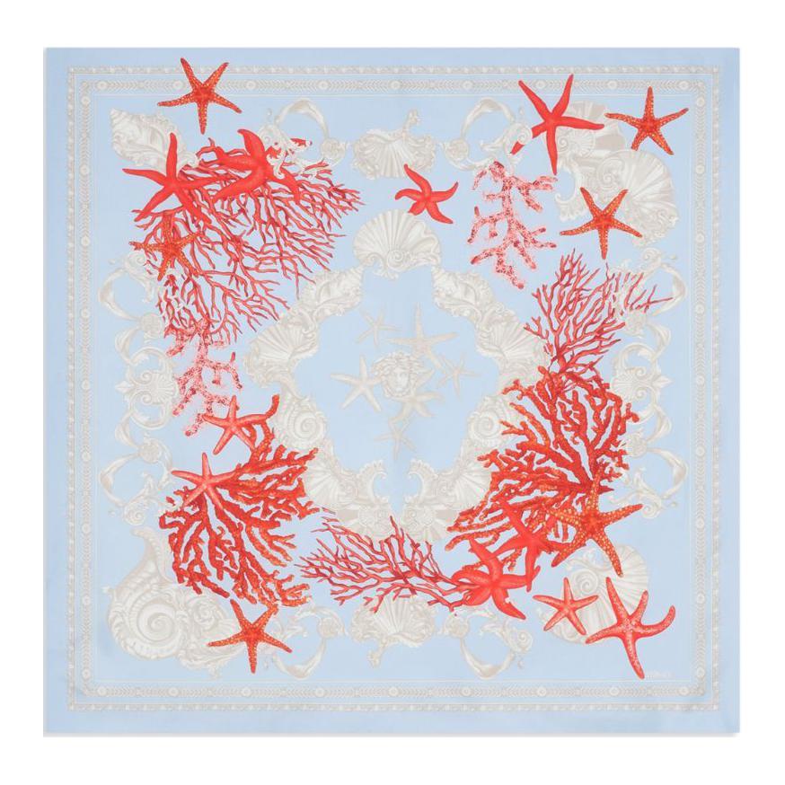 Order (Women) VERSACE Medusa Head Pattern Silk Scarf for Women - Blue 10016001A11518