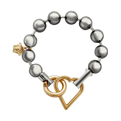 (Women) Versace Medusa Heart Charm Bracelet Silver for Women. 1009231-1A00620_4J390