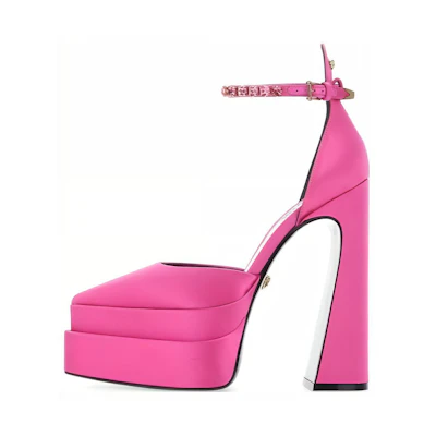 (W) Versace Aevitas 160mm Pointy Platform Pumps Light Satin 'Pink'