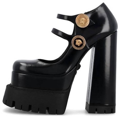 (Women) Versace Medusa Leather Platform High Heels 'Black' 1007140-DVT51_1B00V Buy (Women) Versace Medusa Leather Platform High Heels 'Black' 1007140-DVT51_1B00V