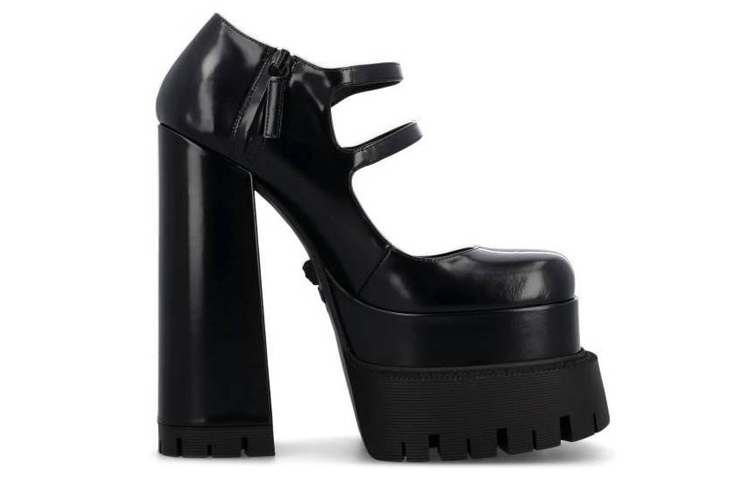 Order (W) Versace Medusa Tumit Tinggi Platform Kulit 'Hitam' 1007140-DVT51_1B00V