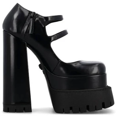 (W) Versace Medusa Tumit Tinggi Platform Kulit 'Hitam' 1007140-DVT51_1B00V Order (W) Versace Medusa Tumit Tinggi Platform Kulit 'Hitam' 1007140-DVT51_1B00V