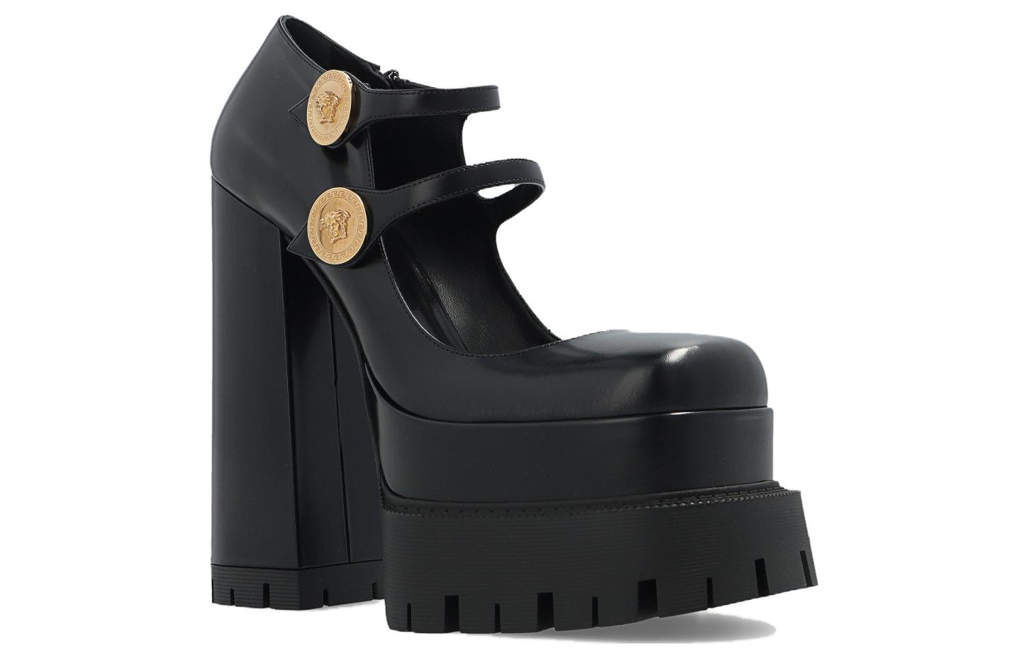 Lookbook (W) Versace Medusa Tumit Tinggi Platform Kulit 'Hitam' 1007140-DVT51_1B00V