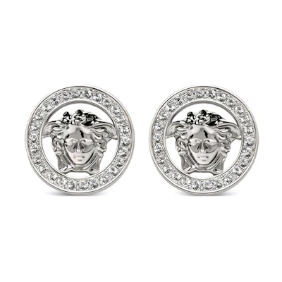 (Women) VERSACE Medusa Pattern Brass Stud Earrings Silver 10163661A00621