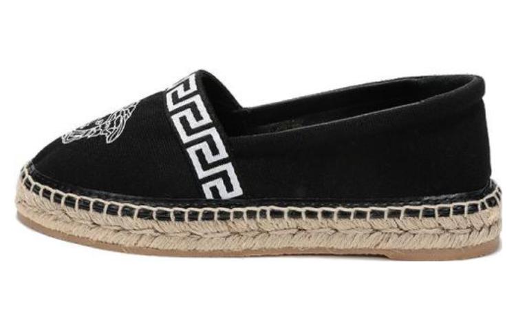 (W) Versace Medusa Pattern Woven Espadrilles 'Black'